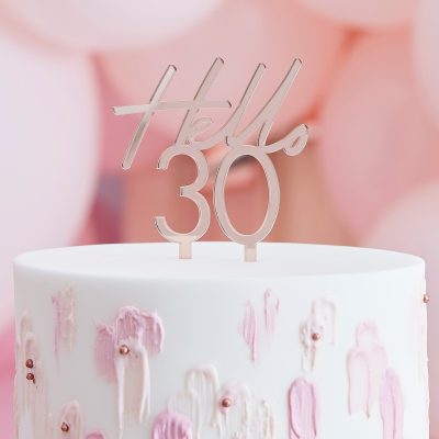 Topper τούρτας Hello 30 Rosegold