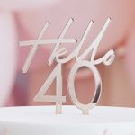 Topper τούρτας Hello 40 Rosegold