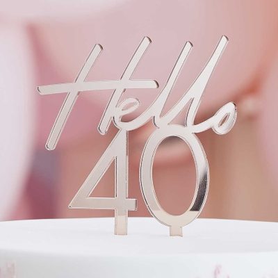 Topper τούρτας Hello 40 Rosegold