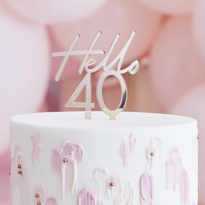 Topper τούρτας Hello 40 Rosegold
