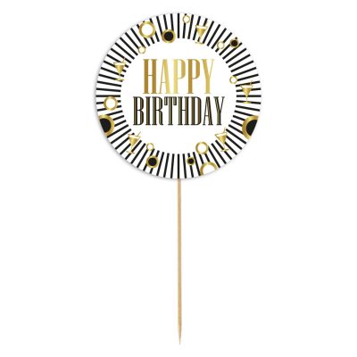 Topper Τούρτας Happy Birthday ριγέ