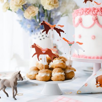 Toppers για Cupcakes Άλογο Vintage 6 τεμ