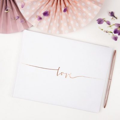 Λευκό Βιβλίο Ευχών Love με Rosegold γράμματα