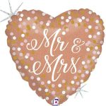 18 Μπαλόνι Καρδιά ροζ-χρυσή Mr and Mrs