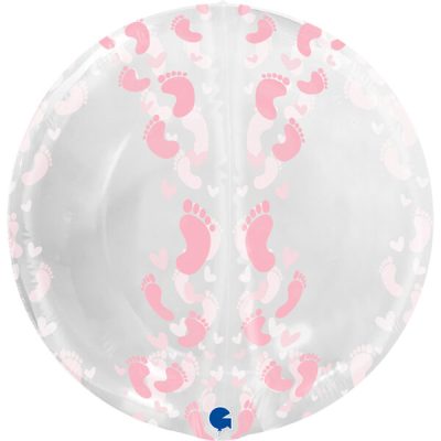 19 Διάφανο Μπαλόνι ροζ Πατουσάκια