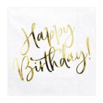 Χαρτοπετσέτες Happy Birthday Χρυσό 20 τεμ
