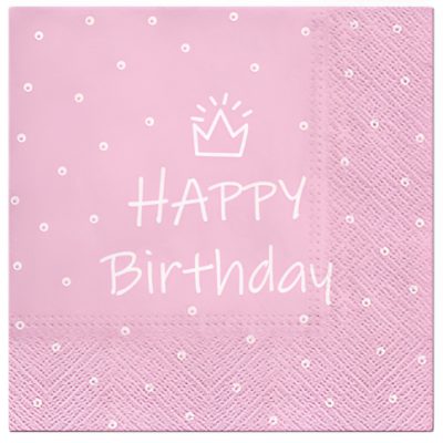 Χαρτοπετσέτες ροζ Γενεθλίων- Κορώνα 20 τεμ