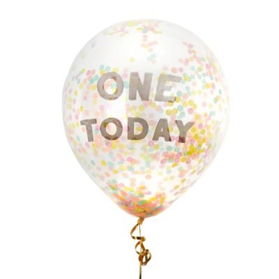 Διάφανα Μπαλόνια 'One Today' με πολύχρωμο κομφετί 5 τεμ