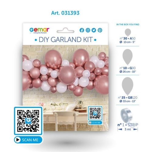 DIY Rosegold Γιρλάντα με Μπαλόνια 65 τεμ