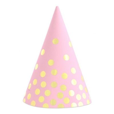 Καπέλα πάρτυ Ροζ με πουά 6 τεμ