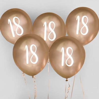 Λάτεξ Μπαλόνια χρυσά 18th Birthday 5 τεμ