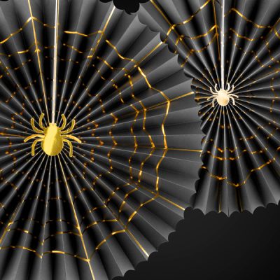Μαύρες χάρτινες βεντάλιες Spider 2 τεμ