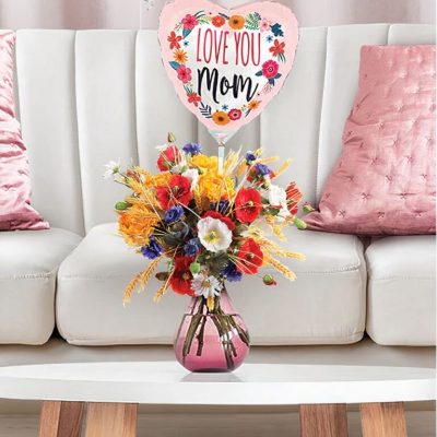 Mini Shape Μπαλόνι Love You Mom λουλούδια