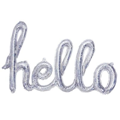 Μπαλόνι ασημί φράση Hello Holographic