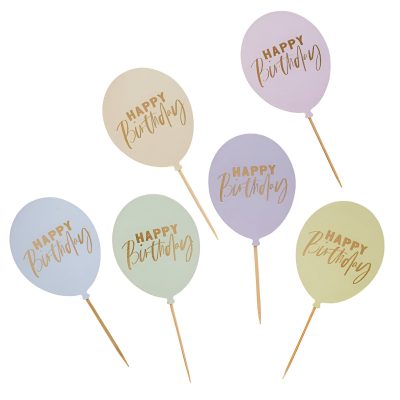 Οδοντογλυφίδες μπαλόνι Pastel Birthday 12 τεμ