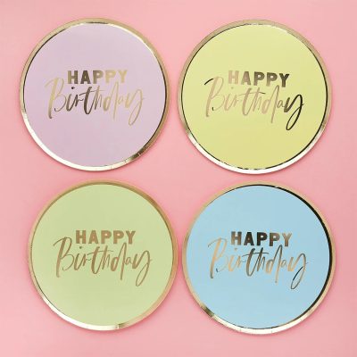 Πιάτα φαγητού Pastel Birthday 8 τεμ