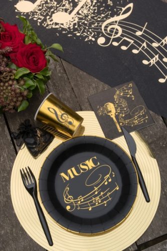 Ποτήρια χρυσά με Μουσικές Νότες 10 τεμ