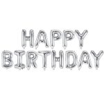 Σετ Μπαλόνια Γενεθλίων -Happy Birthday Ασημί 13 τεμ