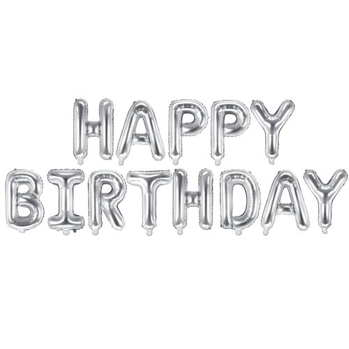 Σετ Μπαλόνια Γενεθλίων -Happy Birthday Ασημί 13 τεμ