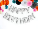 Σετ Μπαλόνια Γενεθλίων -Happy Birthday Ασημί 13 τεμ