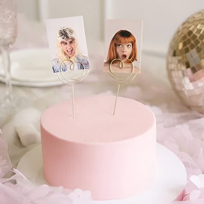 Topper τούρτας Καρδιά με θέση για φωτογραφία 2 τεμ