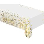 Τραπεζομάντηλο Άσπρο με χρυσό πουά 183x137cm