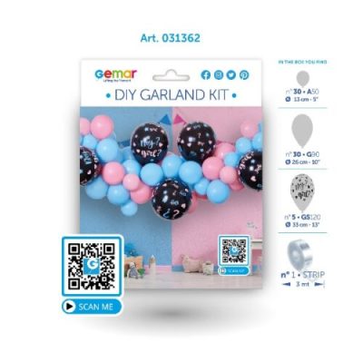 DIY Gender Reveal Γιρλάντα με Μπαλόνια 65 τεμ