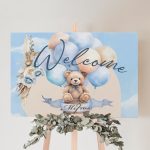 Καμβάς Βάπτισης Welcome - Αρκουδάκι Boho