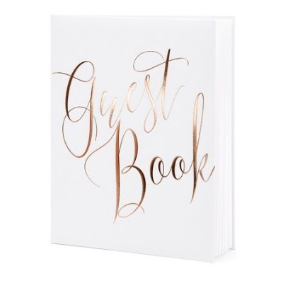 Λευκό Βιβλίο Ευχών Guest Book με rosegold γράμματα