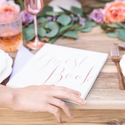 Λευκό Βιβλίο Ευχών Guest Book με rosegold γράμματα