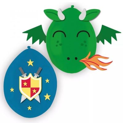 Σετ μπαλόνια Ιππότης & Δράκος με 3D διακοσμητικά 3 τεμ