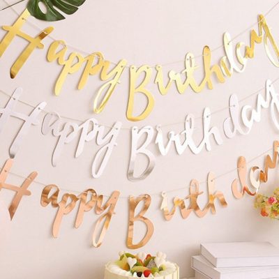 Διακοσμητικό Μπάνερ “Happy Βirthday” καλλιγραφικά