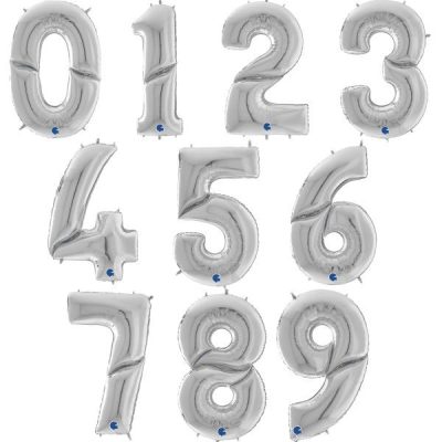 Γίγας Μπαλόνια Αριθμοί Ασημί 163 cm – 64″