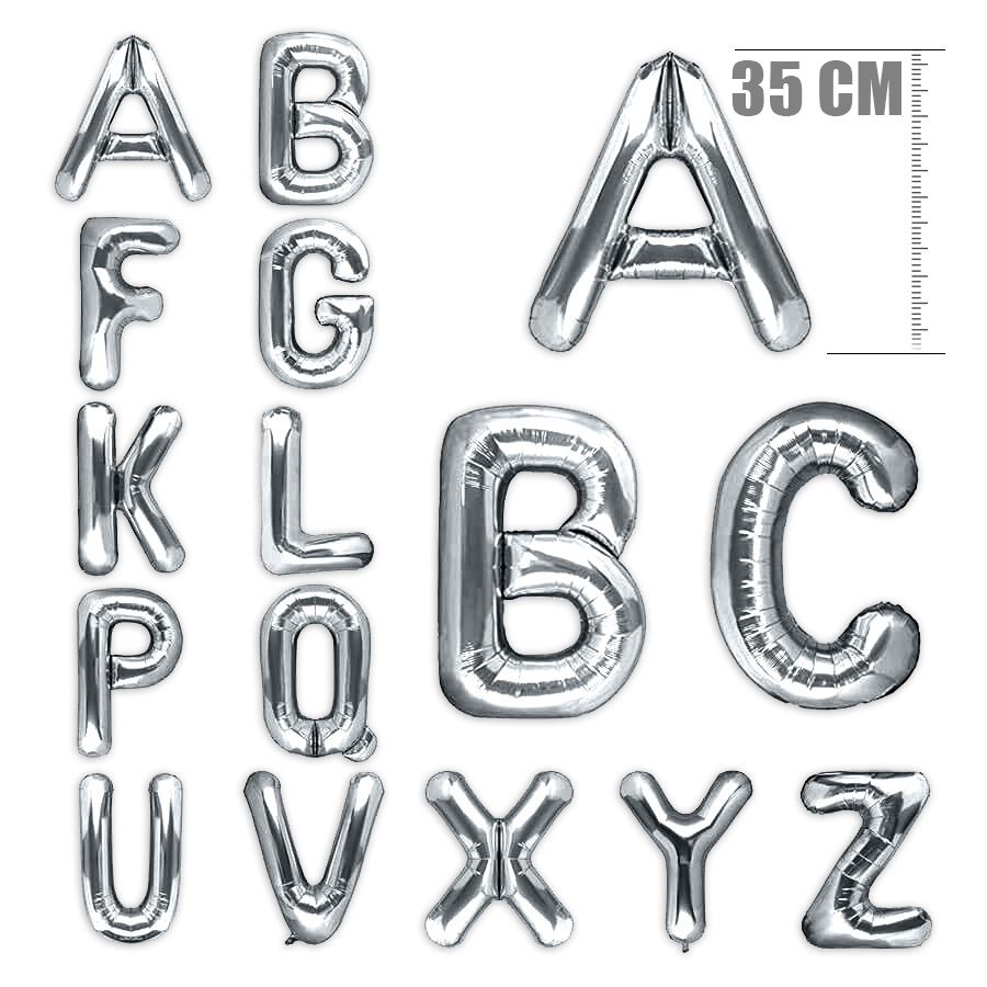 Mini Μπαλόνια Γράμματα Ασημί 35 cm