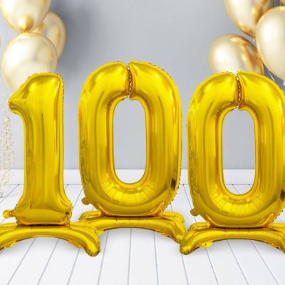 Μπαλόνια Αριθμοί Χρυσό με βάση 74 cm – 30″