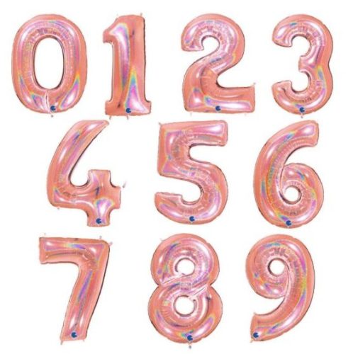 Μπαλόνια Αριθμοί Ροζ Χρυσό με γκλίτερ 100 cm – 40″