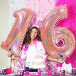 Μπαλόνια Αριθμοί Ροζ Χρυσό με γκλίτερ 100 cm – 40″