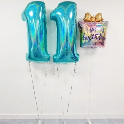 Μπαλόνια Αριθμοί Τιρκουάζ με γκλίτερ 100 cm – 40″