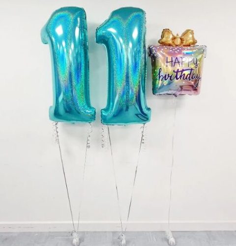 Μπαλόνια Αριθμοί Τιρκουάζ με γκλίτερ 100 cm – 40″