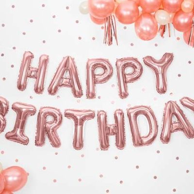 Σετ μπαλονιών Happy Birthday Ροζ-χρυσό 13 τεμ