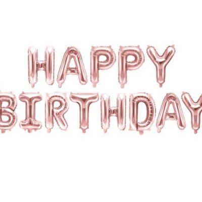 Σετ μπαλονιών Happy Birthday Ροζ-χρυσό 13 τεμ