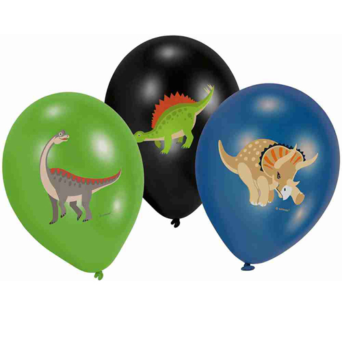 11 Μπαλόνια τυπωμένα Happy Dinosaur 3 χρώματα 6 τεμ