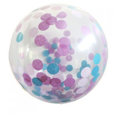 19" Διάφανο μπαλόνι γεμισμένο με βερμάν-άσπρο-λιλά κονφετί