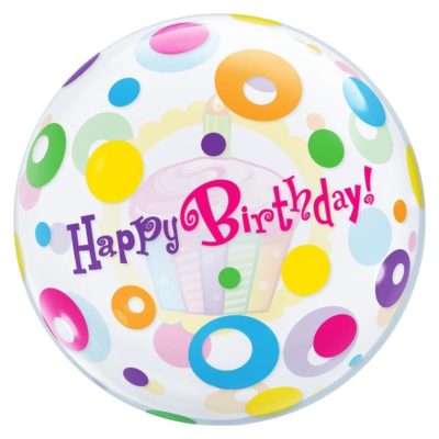 18″ Μπαλόνι Διάφανο Happy Birthday Cupcake