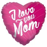 18″ Μπαλόνι Καρδιά ροζ ‘I love you Mom’