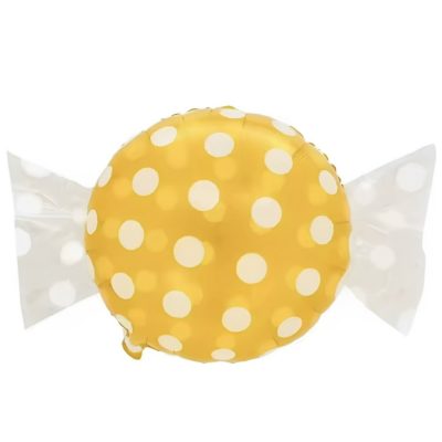 24″ Μπαλόνι Καραμέλα κίτρινο πουά