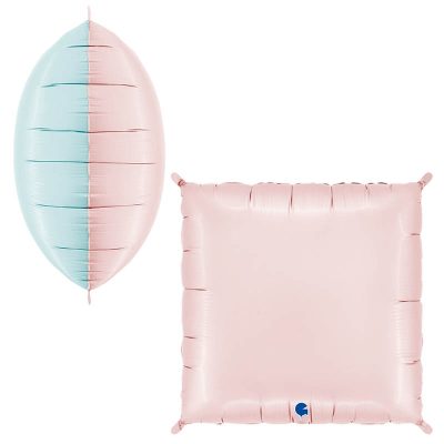 24″ Μπαλόνι Τετράγωνο Δίχρωμο Ροζ-Γαλάζιο Παστέλ 2 τεμ