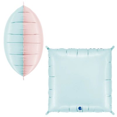 24″ Μπαλόνι Τετράγωνο Δίχρωμο Ροζ-Γαλάζιο Παστέλ 2 τεμ