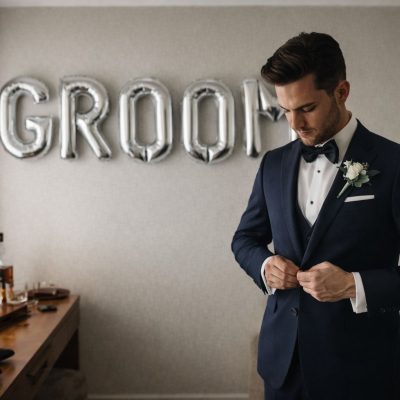 Mini ασημί μπαλόνια Groom