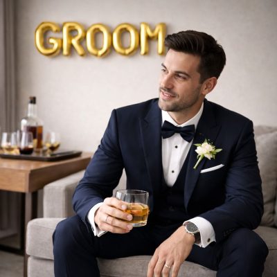 Mini χρυσά μπαλόνια Groom (5 τεμ)